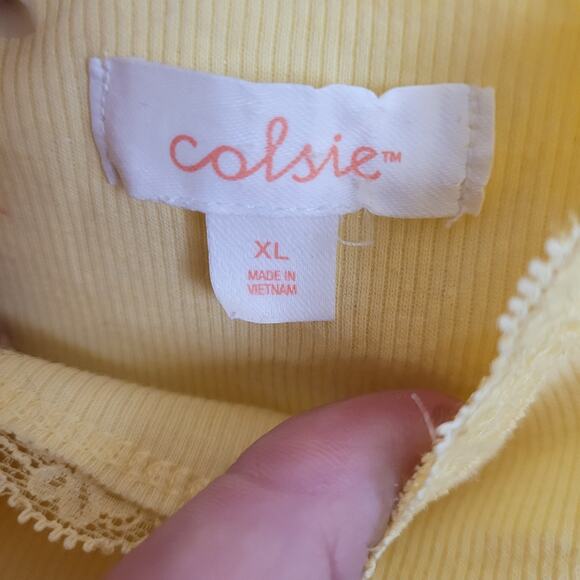 Colsie butter yellow lace trim lettuce hem tank size XL Y2K pastel - Picture 3 of 8